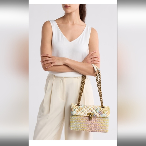 Kurt Geiger Mixed Media Tweed And Satin Shoulder Bag NWT - Picture 8 of 11
